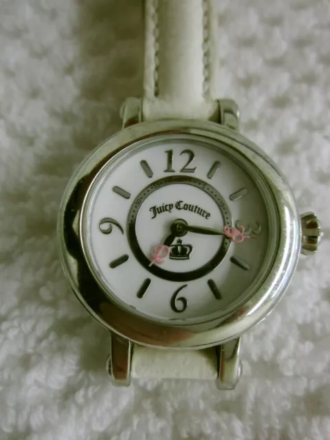 Juicy Couture Stainless Steel White Leather Watch Band Women's