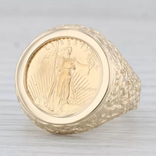 1989 1/10ozt 5 Dollar American Eagle Coin Ring 14k 22k Yellow Gold Signet Sz 10