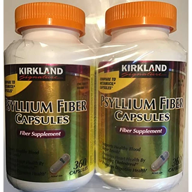 KIRKLAND SIGNATURE PSYLLIUM Fiber Capsules, 2Pack (360 Capsules Each