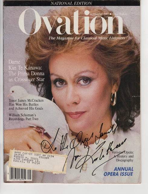 Kiri Te Kanawa signed 1985 "Ovation" magazine award winning opera singer