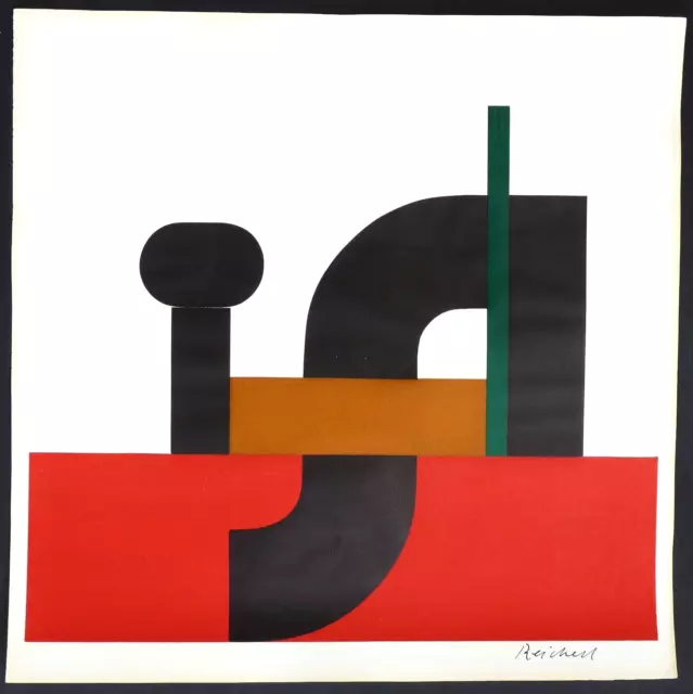 Josua Reichert Buchstabenkomposition  handsigniert Farbholzschnitt 41 x 41 cm