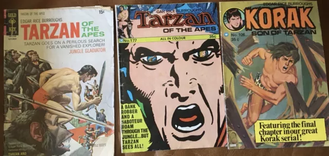 Three Vintage 1970s Tarzan Related Comics Lot, 1970, 1974 And 1975