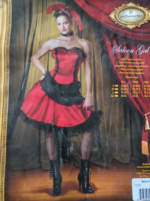 Can Can Costume Adult Saloon Girl French Cabaret Dancer Halloween Fancy Dress M
