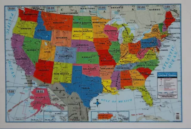 Wall Map Of The United States USA Road Travel Maps City Name US Poster 40" x 28"