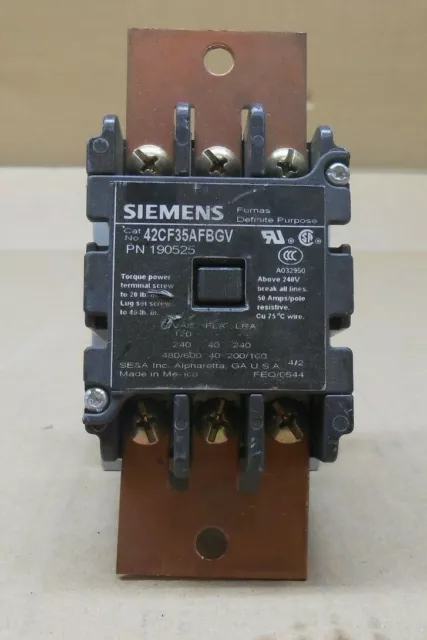 1 New Siemens 42Cf3Safbgv 40 Amp Definite Purpose Contactor 40A 3P (2 Available)