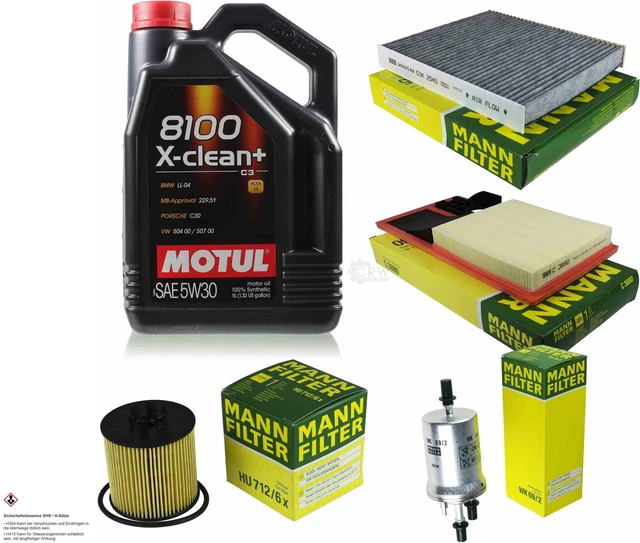 BOSCH INSPECTION SET 5L Motul 8100 X-clean+ 5W-30 pour VW Passat Variant 1.8 EUR 136,20