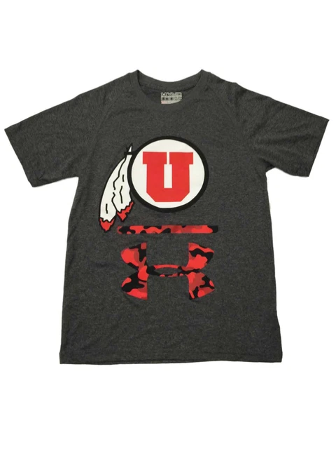Utah Utes Under Armour Ragazzi Grigio Con Rosso E Nero Mimetico Logo - (M)
