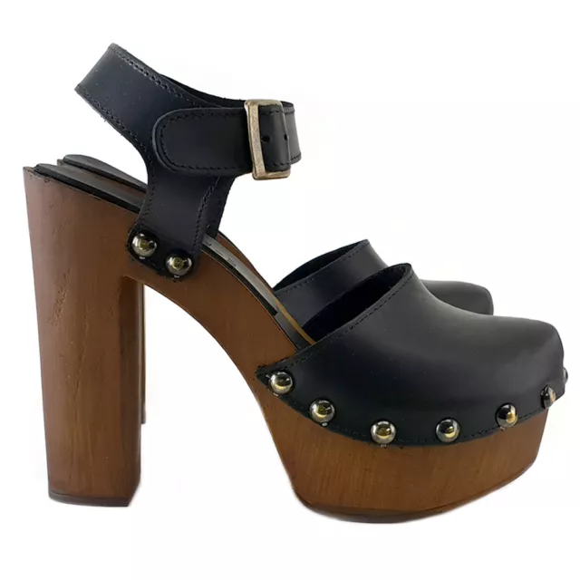 Mule Suédois Hauts - Cuir Brun /Noir Made IN Italy - MY462