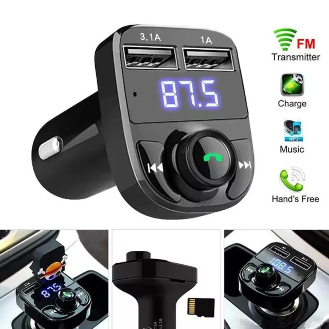 Uk Car Wireless Bluetooth Fm Transmitter Mp3 Player Usb Car Charger Adapter