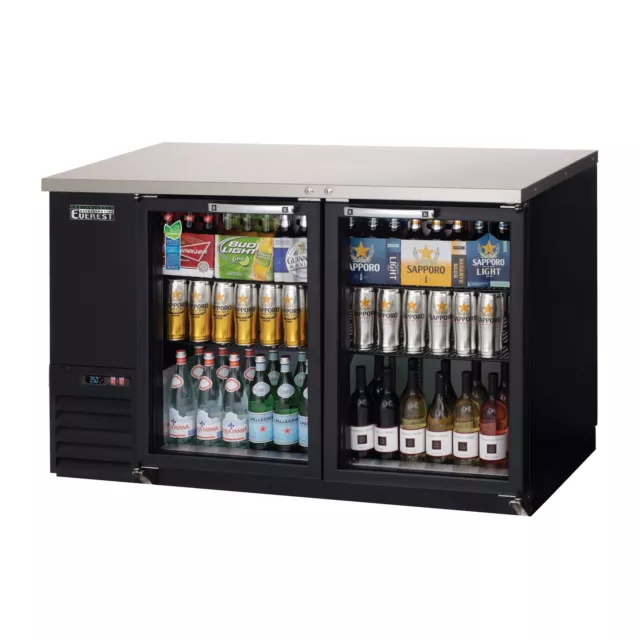 Everest EBB59G 57" Two Section Back Bar Cooler with Glass Door, 20.0 cu. ft.