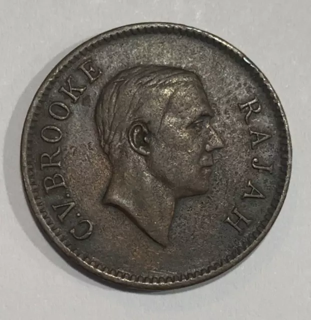 1937 Sarawak 1 Cent - Charles V. Brooke Rajah Coin