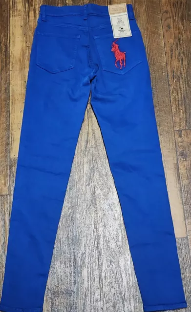 NWT Polo Ralph Lauren Women's Royal Blue Tompkins Skinny High Rise Ankle Jeans 3