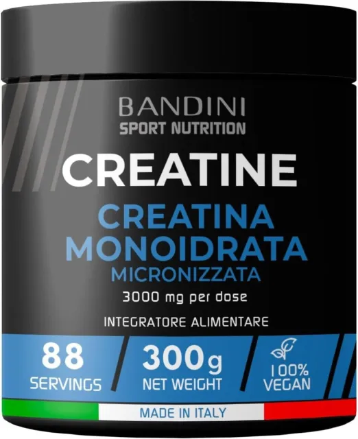 Bandini® Creatina Monoidrata MERCURIO FREE 300g in Polvere Pura al 100% Vegan