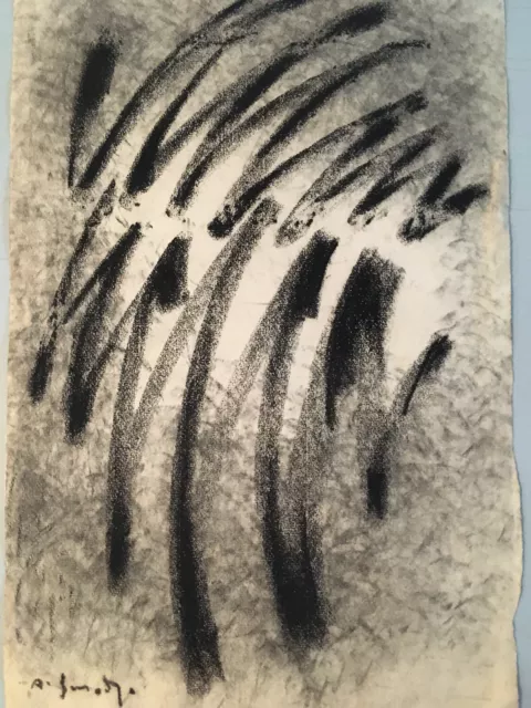 Muy Hermoso Dibujo Carbón De Leña En Papel Alex Smedja 1897-1977 abstracción
