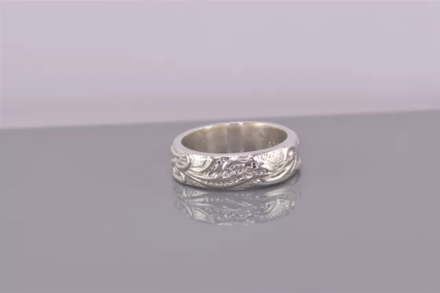 Taxco Sterling Silver 6mm Solid Carved Textured Thick Band Ring Mex 925 Sz: 8