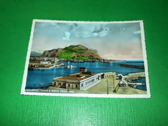 Cartolina Palermo - Porto e Monte Pellegrino 1957