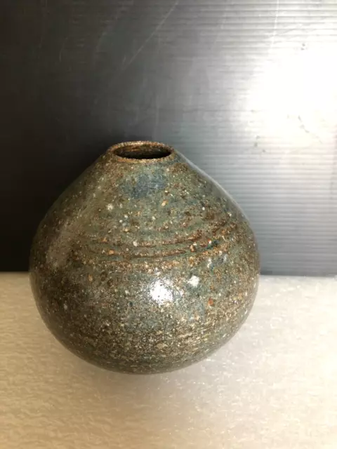 Vase boule en grès signé Alain Blanchard poterie vintage céramique
