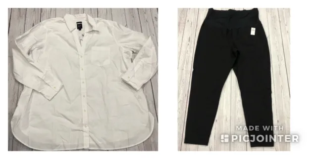 Gap Maternity Legging & Perfect Shirt New With Tags XL Black & White