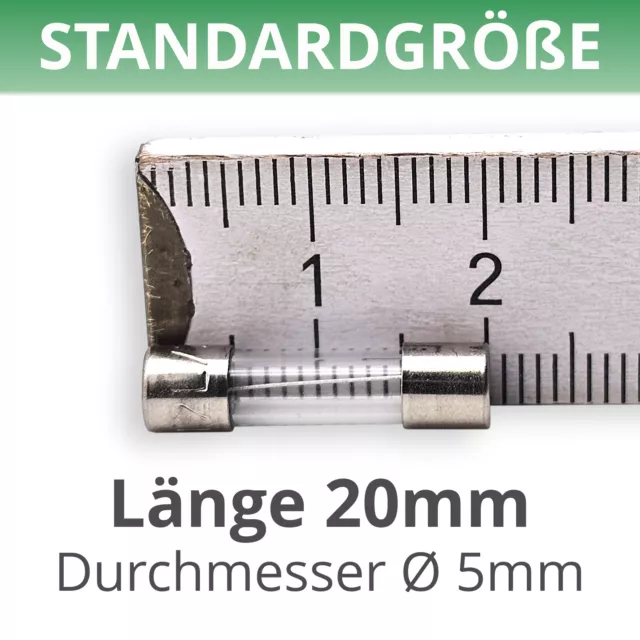 Feinsicherungen Träge Glassicherung 1-50 Stück| 0,2A - 12,5A | 250V AC Sicherung 3