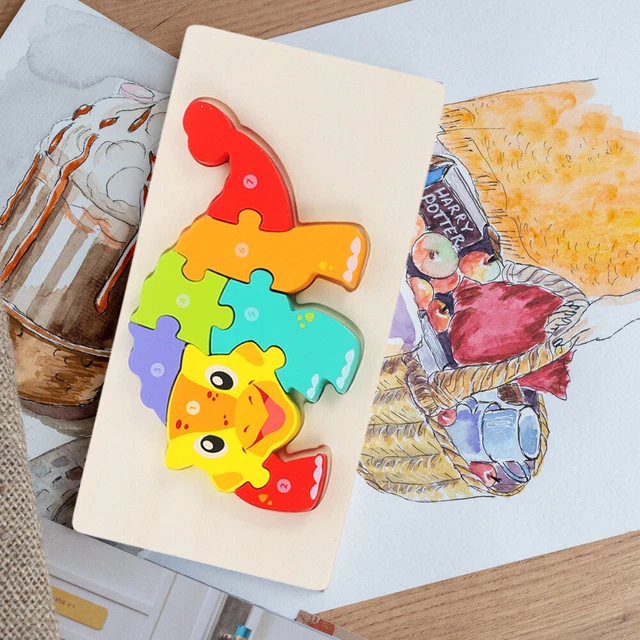 WOODEN PUZZLES FOR Kids 3-5 Year Old Montessori 3D Jigsaw Toddler Wood ...