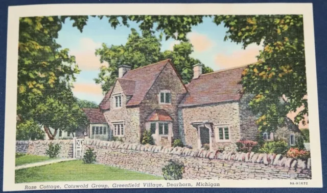 Rose Cottage, Cotswold Group, Greenfield Village, Dearborn, MI Postcard
