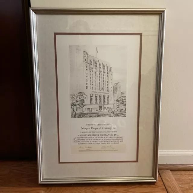 American Stock Exchange Framed Member Certificate