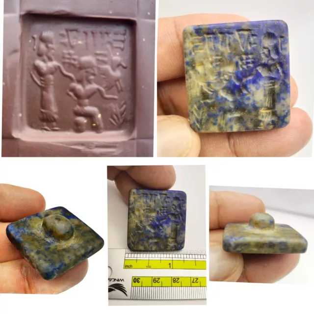 Ancient Sassanian Lapis Lazuli Stone Stamp Seal