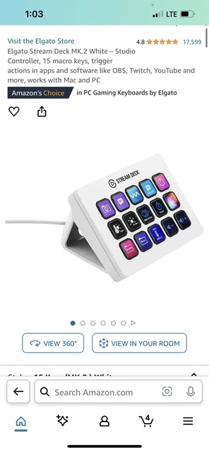 15-Key Macro Pad Studio Controller For Stream Deck - USB Customizable LCD Keys For OBS, Twitch, YouTube