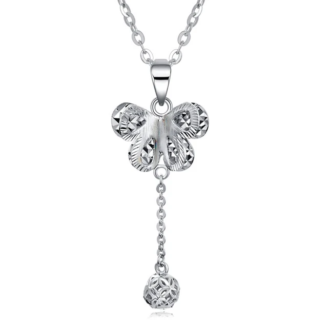 New Real Platinum Women Pendant Lucky Butterfly Coin Ball Pendant 1.5-1.8g