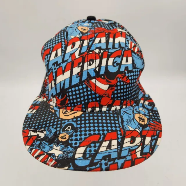 Captain America All Over Print Hat Cap 2009 Marvel Comics Fitted S/M EUC