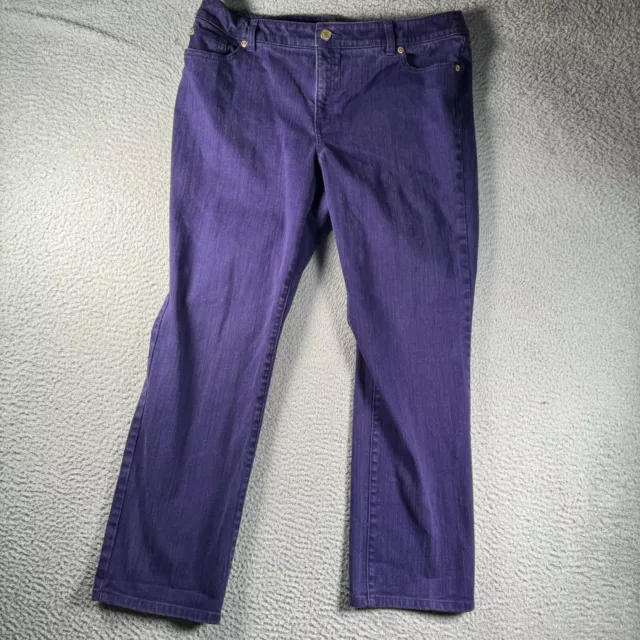 Chicos So Slimming Pants Womens 2.5 Ankle Purple Denim Casual Pockets Ladies