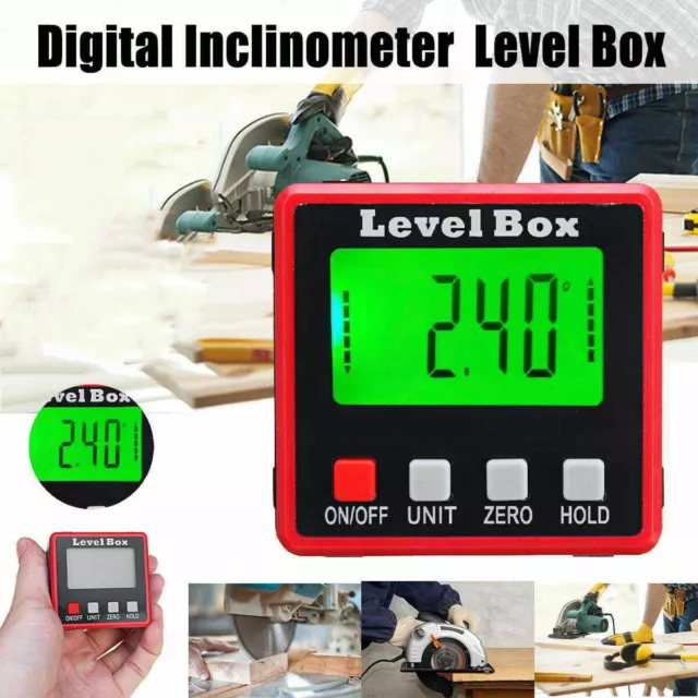 Digital Inclinometer LED Magnetic Level Box Gauge Angle Meter Finder Protractor