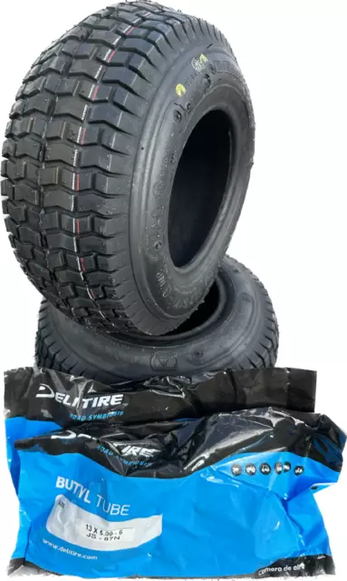 2x 13x5.00-6 4PR Deli S-365 Ride on Lawn Mower tyres + tubes JS87N