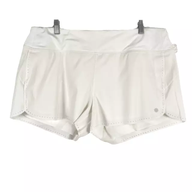 Athleta Laser Run Shorts White Solid Workout Running Athletic Women's XL