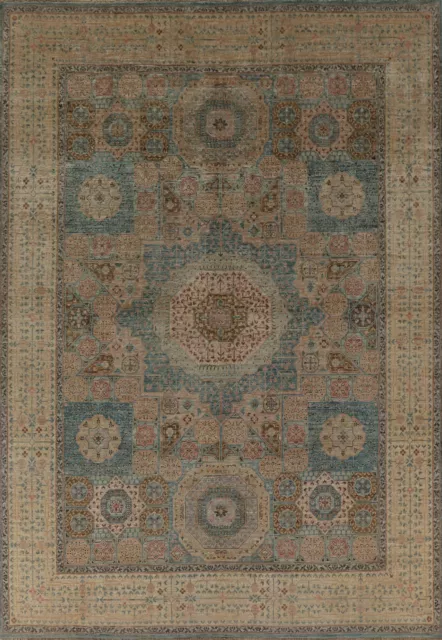 Vegetable Dye Mamluk Handmade Living Room Rug 8x10 Wool Geometric Carpet