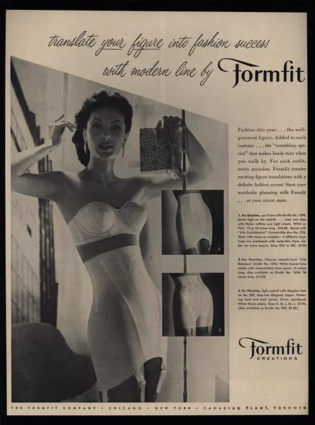 1956 SEXY WOMAN Wearing FORMFIT Girdle Panties & Bra VINTAGE AD $12.99 -  PicClick