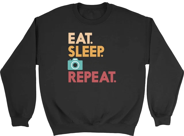 Felpa Eat Sonno Fotografia Bambini Fotocamera Obiettivo Otturatore Ragazzi Ragazze Maglione Regalo