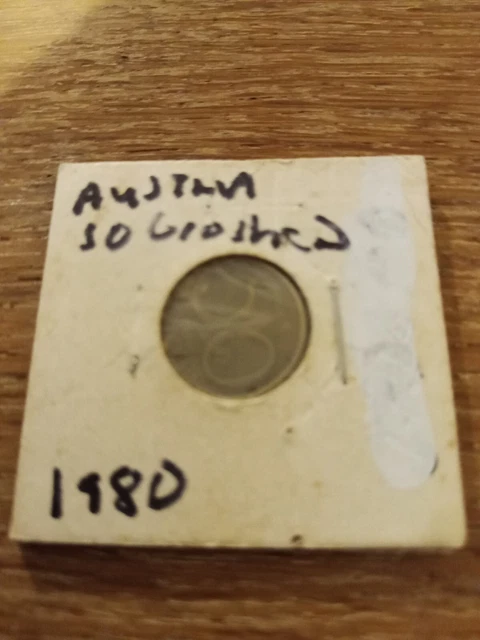 Austria 1980 - 50 Groschen Aluminum-Bronze Coin - Austrian Shield