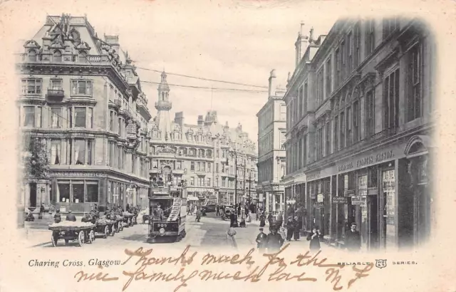 Street Scene, Charing Cross, Glasgow, Scotland, 1903 Postcard, Used