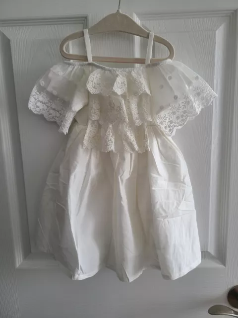 NWOT Toddler Girls 4t Off The Shoulder Ivory White Dress Lace Boutique