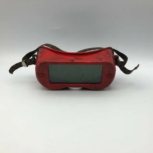 Vintage Red Swirl Jackson Unigoggle Welding Goggles Rough AS IS Read D8