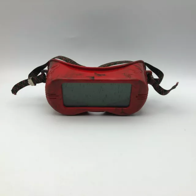 Vintage Red Swirl Jackson Unigoggle Welding Goggles Rough AS IS Read D8