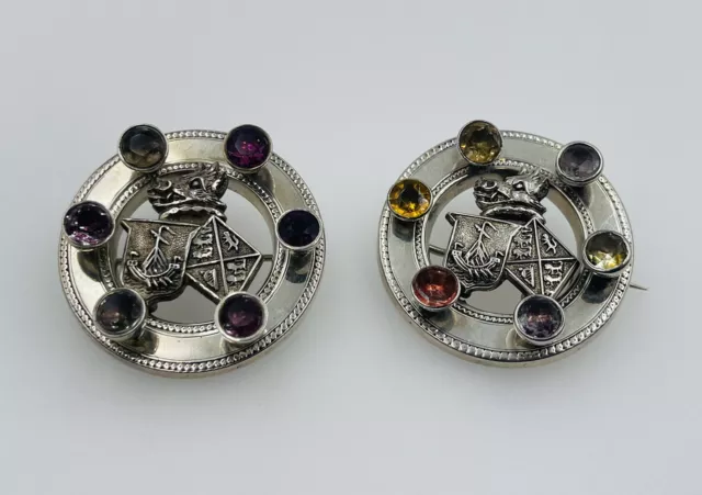 Antique Paar Schottische Viktorianisch Sterlingsilber Wildschwein Crest Kilt Pin