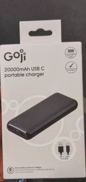 GOJI 20000 mAh Portable Power Bank - Black