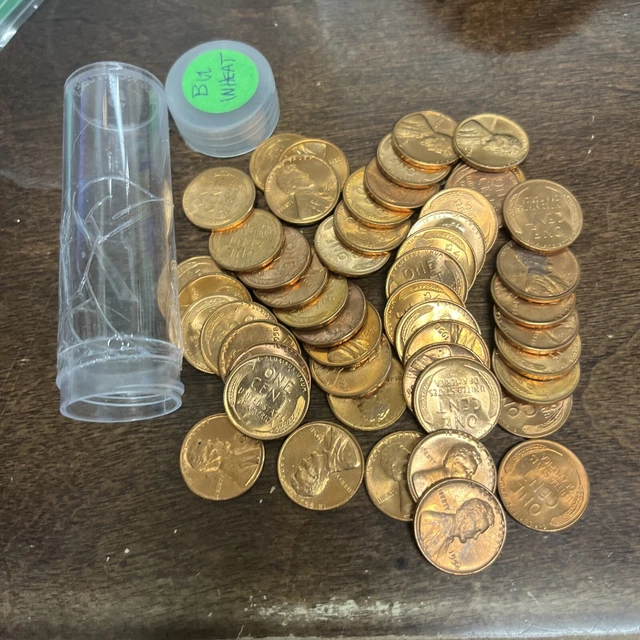 Roll of 1958 P Lincoln Head Wheat Cents 50 Pennies BU Uncirculated Coins