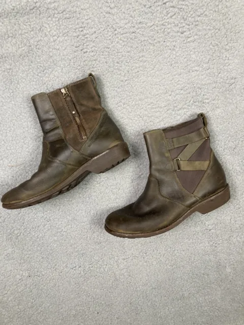 Teva Ankle Boot Womens Size 7.5 Brown Leather Ellery Waterproof Side Zip Bootie