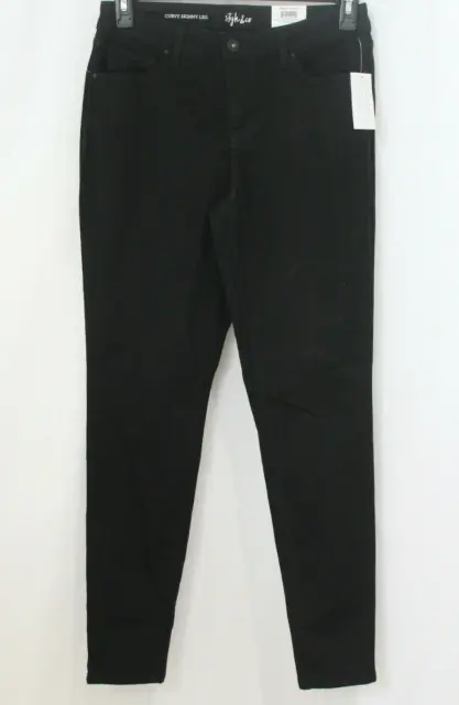 NWT Style & Co Womens Black Rinse Mid Rise Skinny Curvy Fit Jeans 6 Long