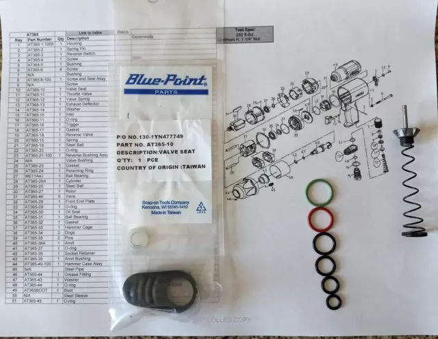 Blue Point At365 3/8" Drive Throttle Valve And Deflector Kit For At365 Models