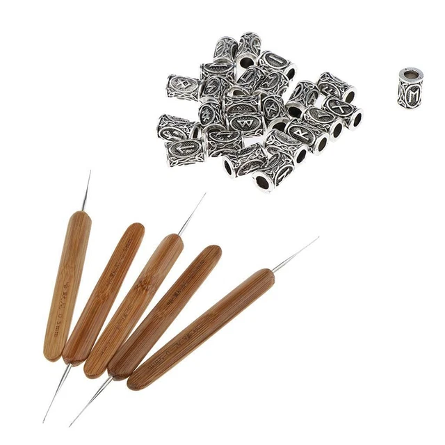 24 Stck. Nordische Wikinger Rune Dreadlocks Perlen Metall Haarbärte Anhänger Ringe mit