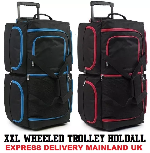 34" Extra Large Travel Luggage Wheeled Trolley Case Holdall Suitcase Duffle Bag